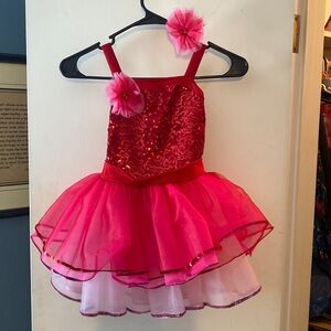 DANCE jazz Costume Medium Child Red Cheer Jazz Latin Tap.